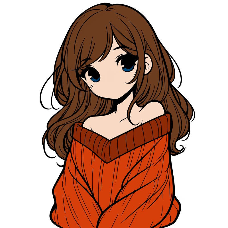 shy pretty girl wearing a sweater that is falling off one shoulder portrait
