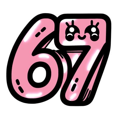 the numbers 67