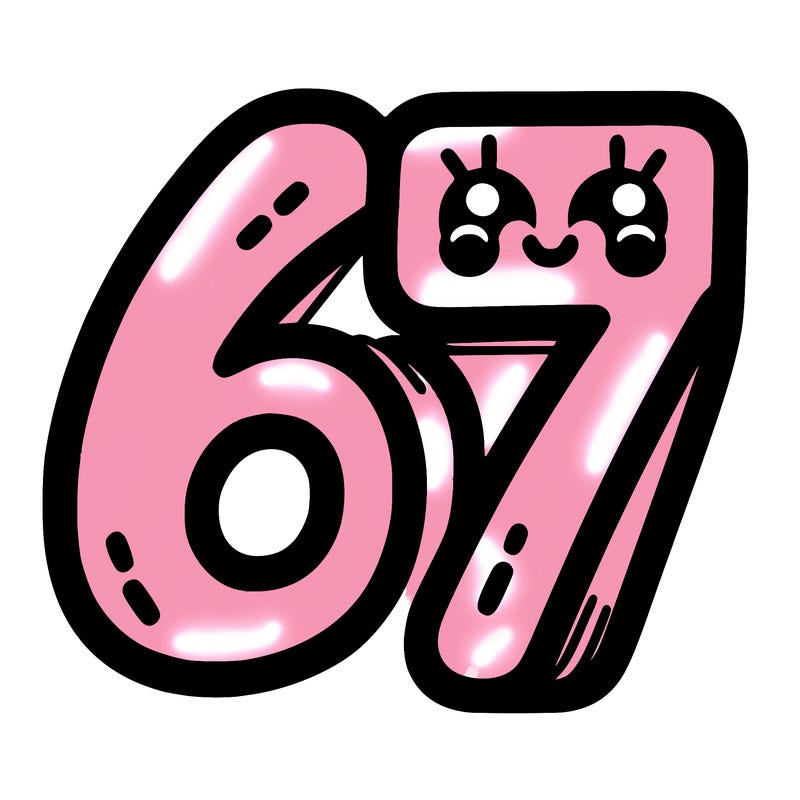 the numbers 67