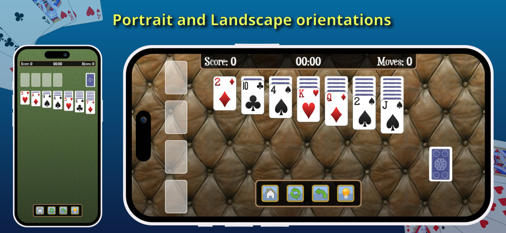 Solitaire [Card Game] - モバイルデバイスで、縦向きと横向きの画面表示でプレイされるソリティアカードゲーム。