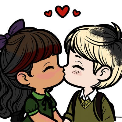 boy and girl kissing