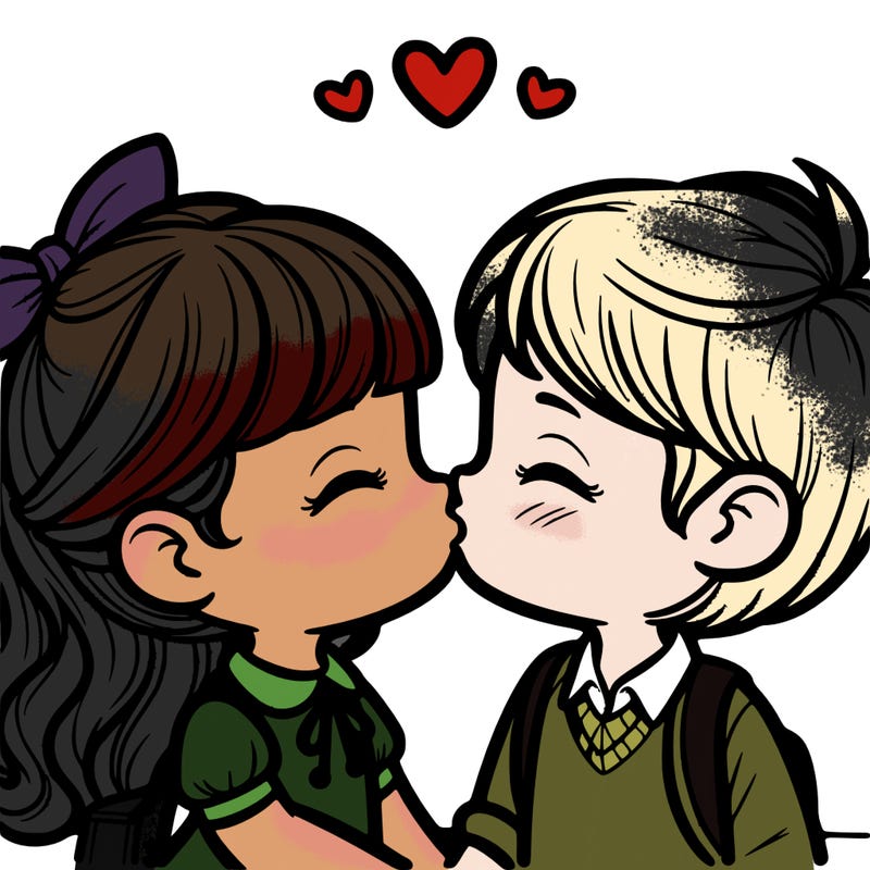 boy and girl kissing