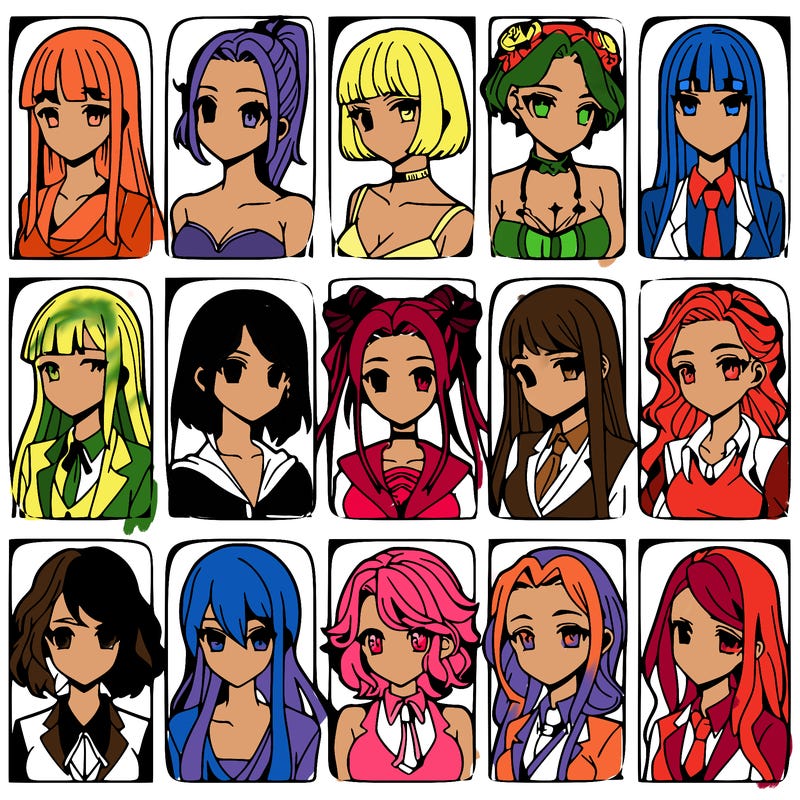 girls that look diffrent anime