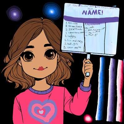 realistic girl holding up a sign