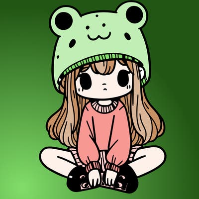 a girl wearing a frog hat and some frog socks