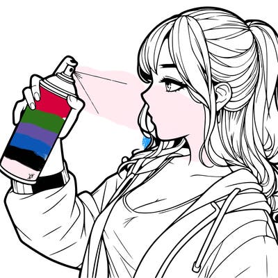 a realistic girl spray, painting