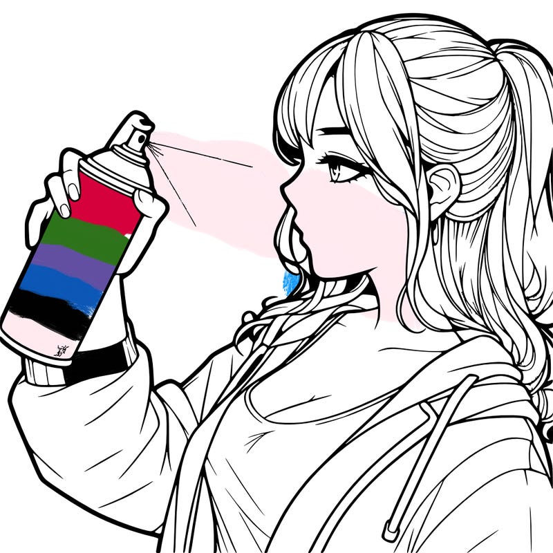 a realistic girl spray, painting