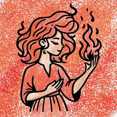 woman with fire