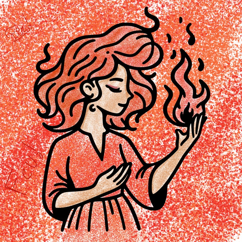 woman with fire
