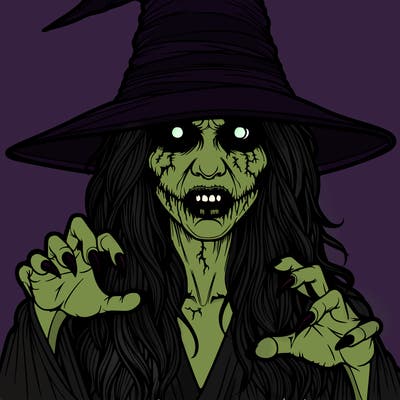 realistic creepy adult witch