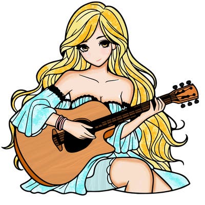 beautiful girl playing the guitar