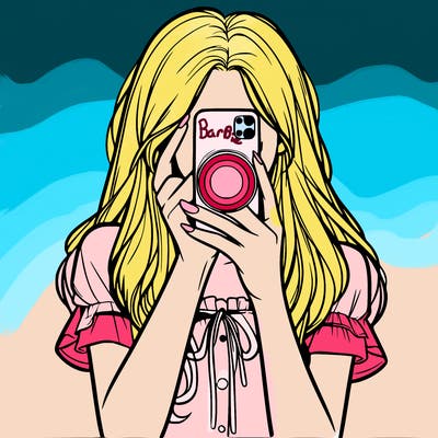 a realistic girl holding her phone taking pictures