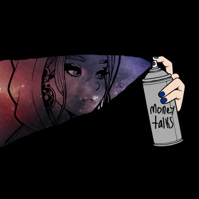 a realistic girl, spray painting