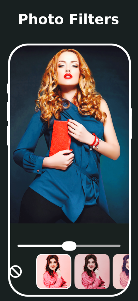 さまざまな写真フィルターと画像編集スライダーを表示するDuotoneアプリのインターフェース