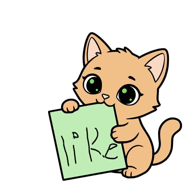 a small cat with a blank sheet of paper in its hand. the cat is sooooooo cute!