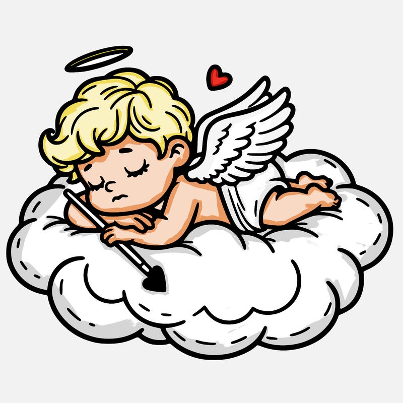 cupid asleep on a cloud