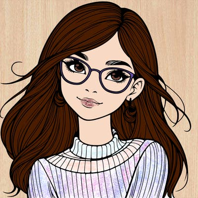realistic girl with glasses