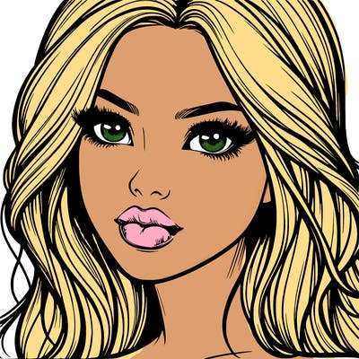 realistic pretty girl with lips