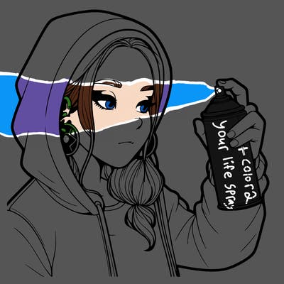 a realistic girl, spray painting