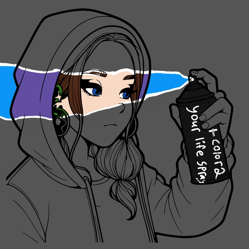 a realistic girl, spray painting