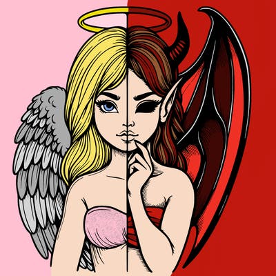 realistic angel half demon