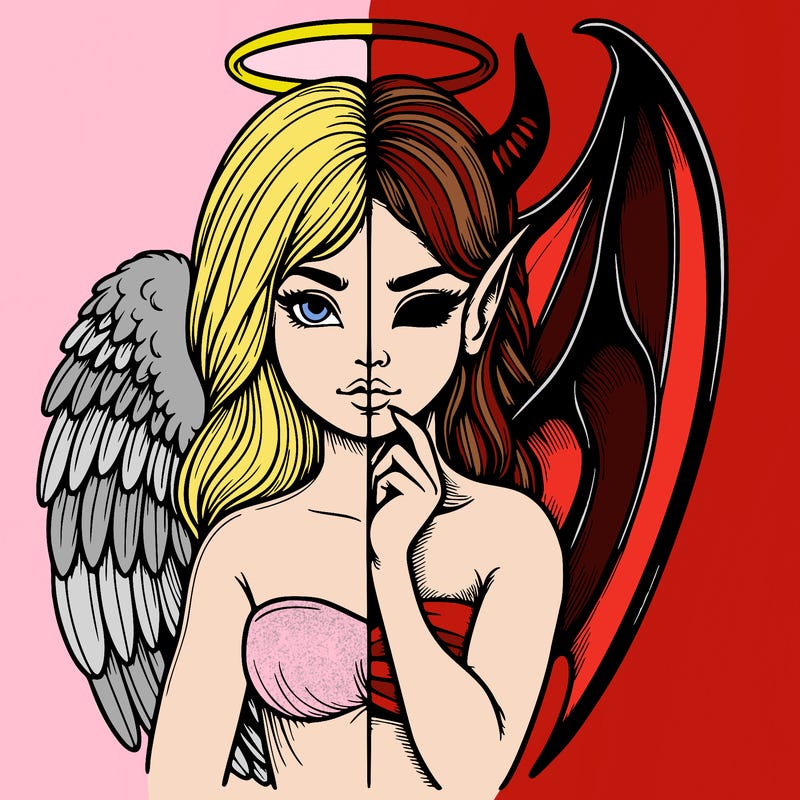 realistic angel half demon