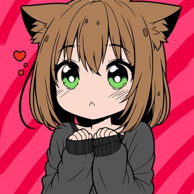 shy anime catgirl