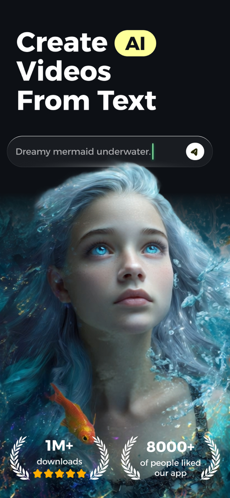 Interface de l'application Pictory AI démontrant la génération de texte en vidéo avec un visuel de sirène