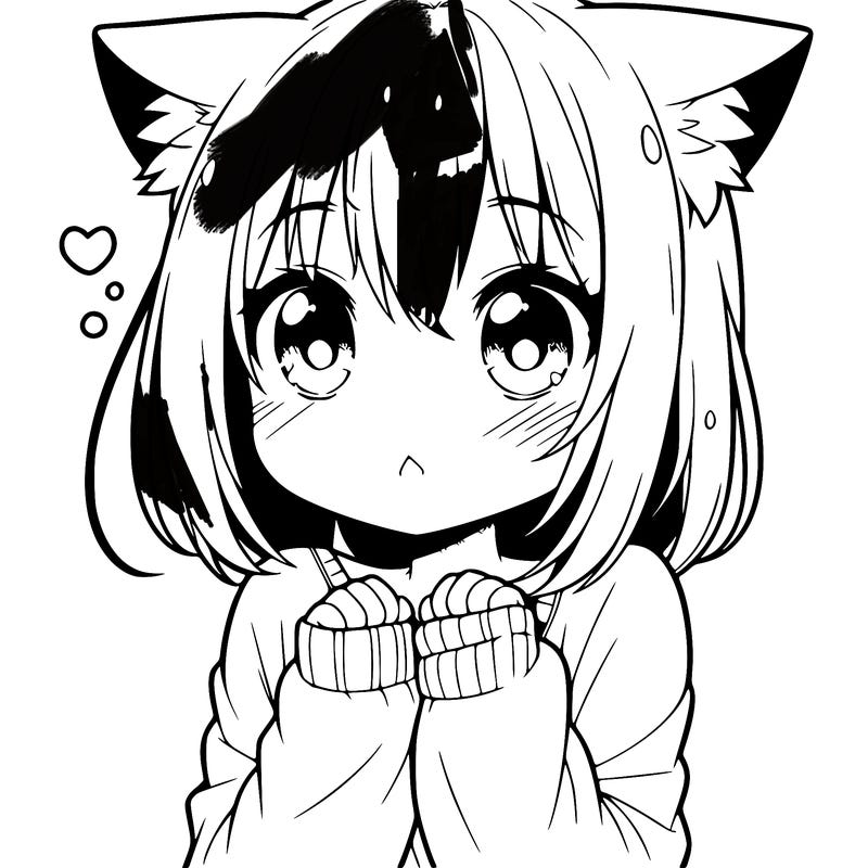 shy anime catgirl