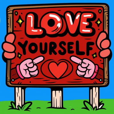a sign where it is written: love yourself