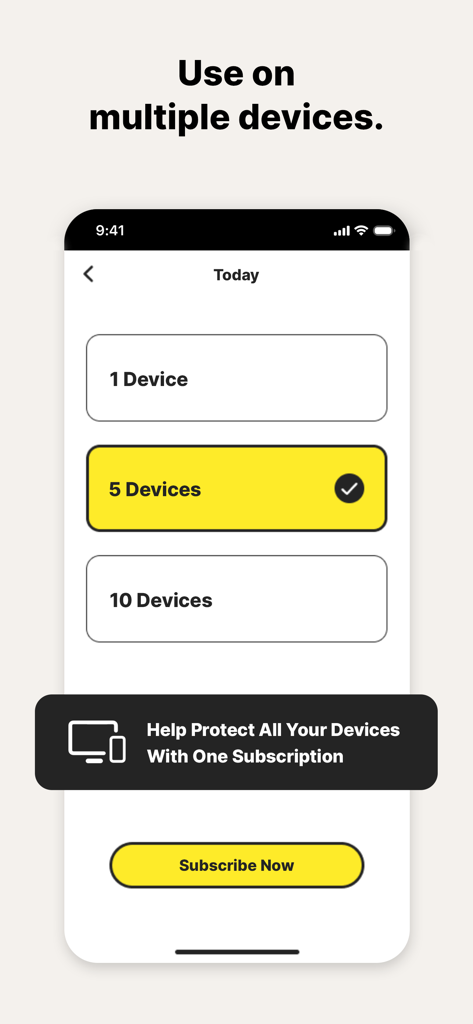 Norton AntiTrack - Écran d'abonnement Norton AntiTrack montrant les options pour protéger plusieurs appareils