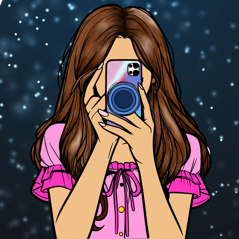 a realistic girl holding her phone taking pictures