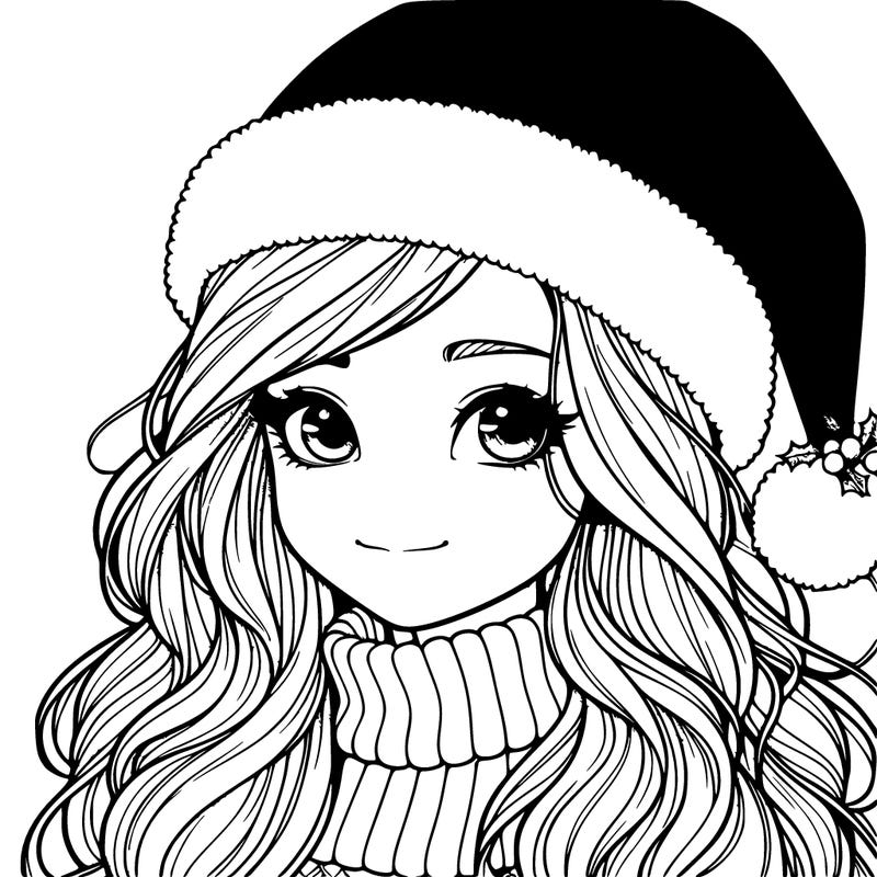 realistic girl with christmas hat