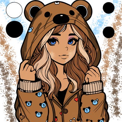 realistic girl in a animal pjs hoodie