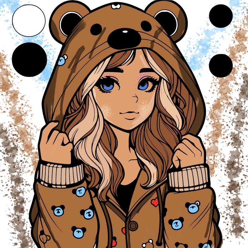 realistic girl in a animal pjs hoodie