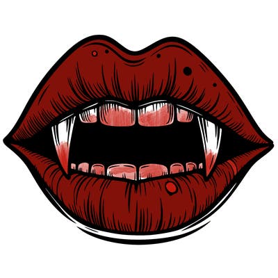 lips with vampire teeth