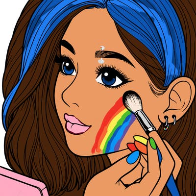 a realistic girl doing her makeup