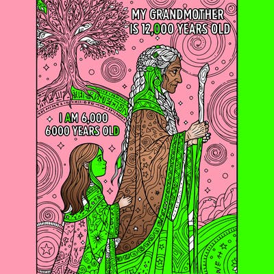 my grandmother is 12,000 years old and i am 6,000 years old.