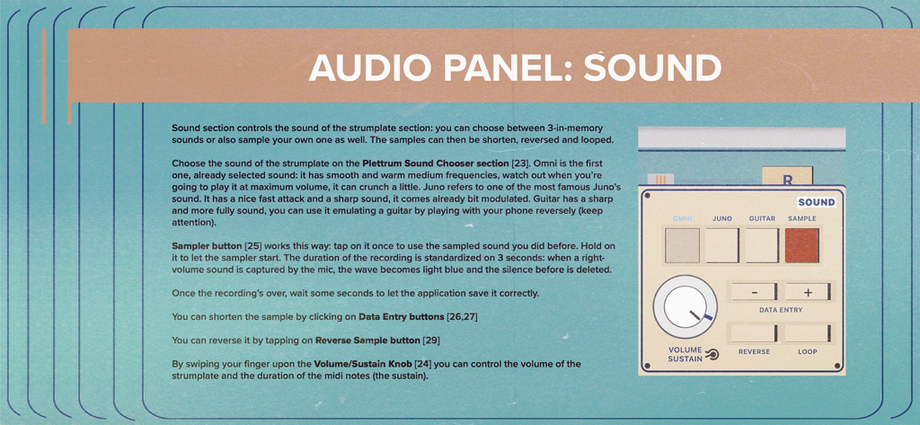 C.ARP app audio panel tutorial for sound selection and sampling.