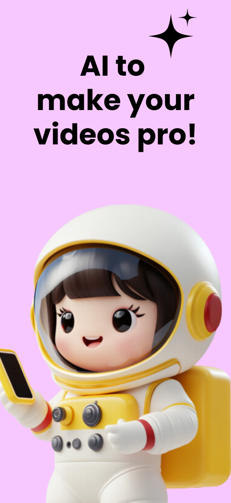 Life Lapse app screenshot featuring a 3D astronaut character and text about AI professional video creation