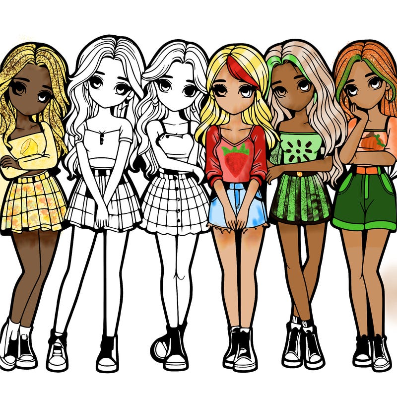 a group of girls realistic