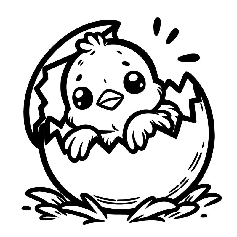 baby chick in cracked egg