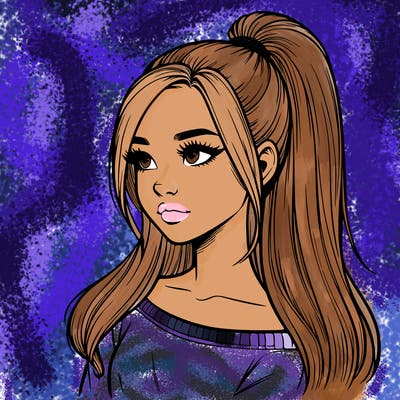 realistic girl with a high ponytail