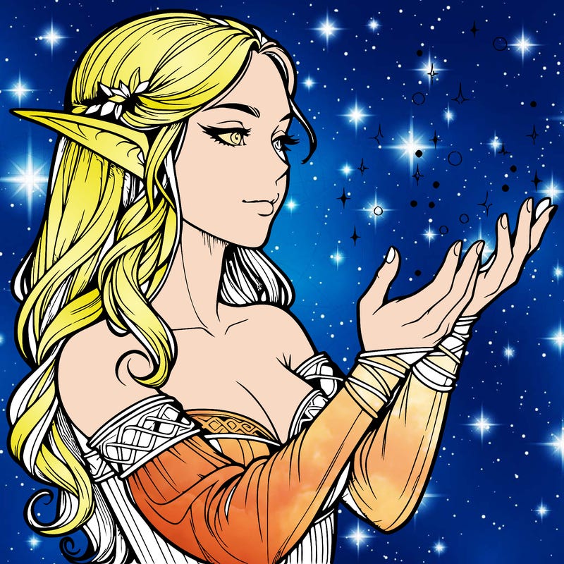 realistic elf girl doing magic