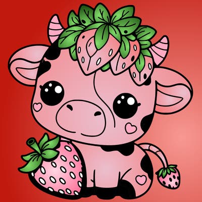 cute strawberry cow