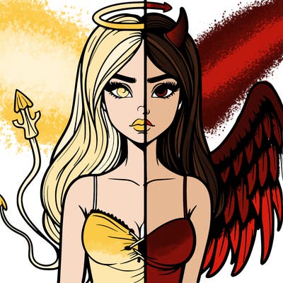 devil vs angel realistic girl