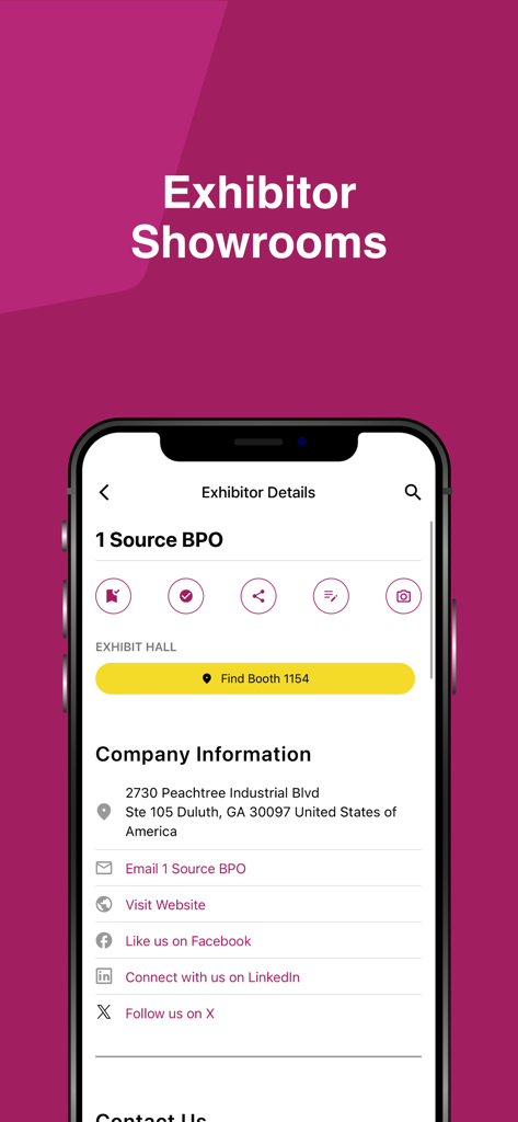 ISA International Sign Expo - Mobile app screen showing detailed exhibitor information and booth location for the ISA International Sign Expo.