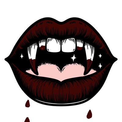 lips with vampire teeth