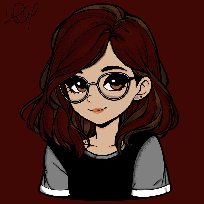 realistic girl with glasses