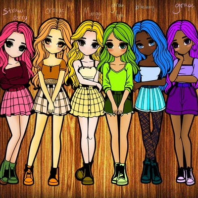 a group of girls realistic